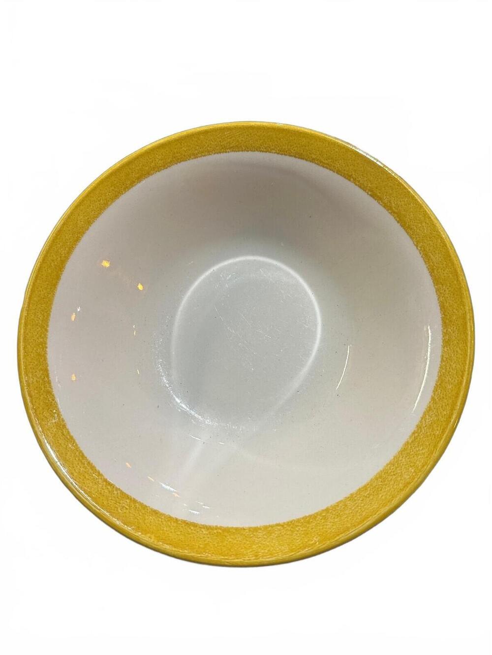 Vintage Yellow Rim Ceramic Serving Bowl 8.25"